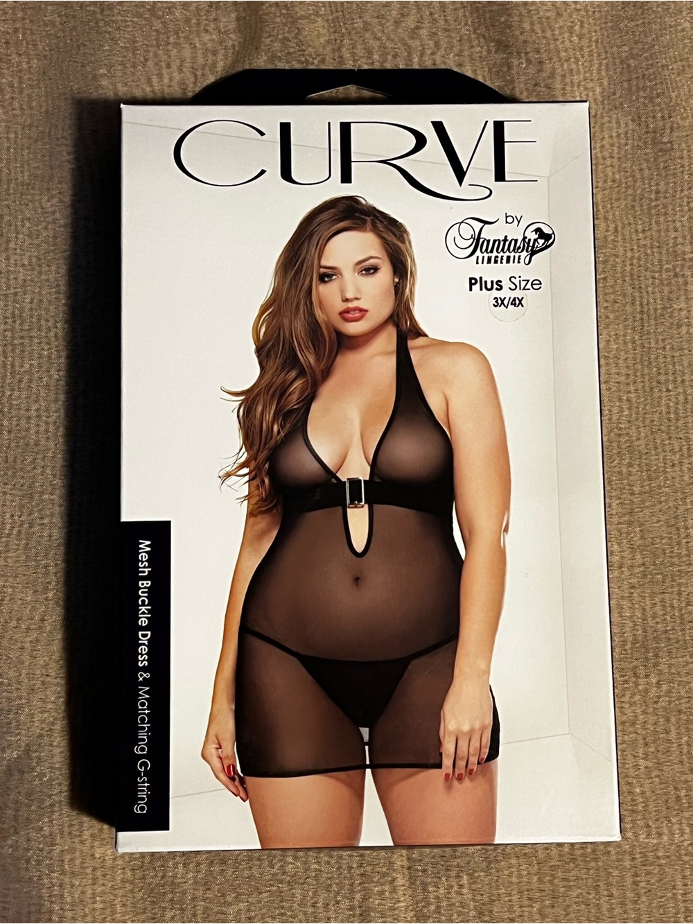 CURVE by Fantasy Lingerie Black Mesh Buckle Plus Size Dress